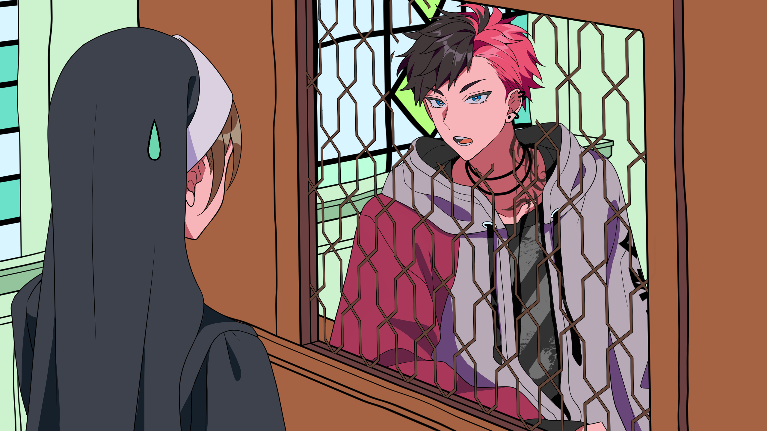 「教会に懺悔に来るタイプのヤンキー」作画